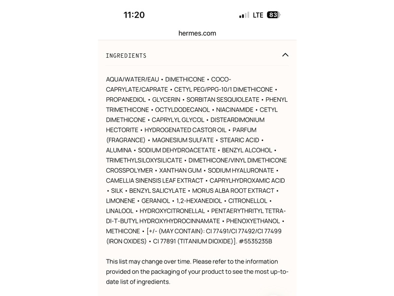 Hermes Luminous Matte Skincare Foundation, 25W Rotin, 1.11 fl oz