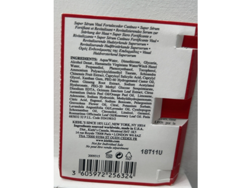 Kiehl's Vital Skin-Strengthening Super Serum, 0.14 fl oz/4 mL, pack Of 2