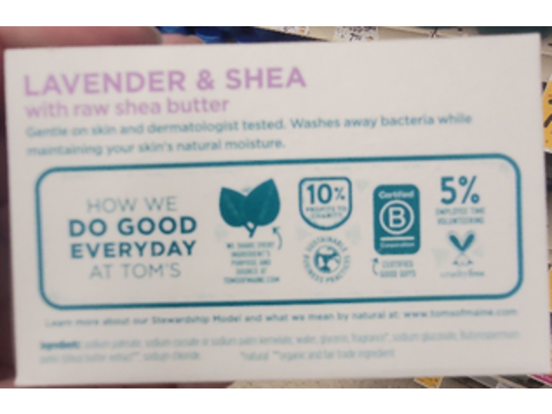 Tom's Of Maine Natural Beauty Bar Soap, Lavender & Shea, 5 oz/141 g, Pack Of 2