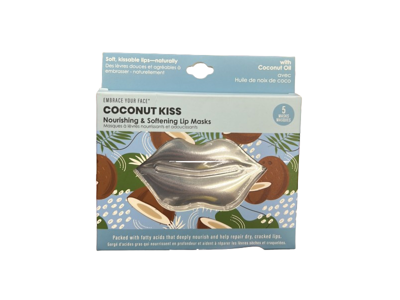 Embrace Your Face Nourishing and Softening Lip Mask, Coconut Kiss, 5 Count