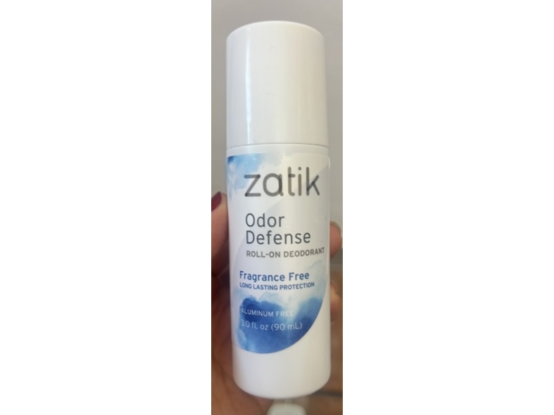 Zatik Naturals Odor Defense Deodorant Roll On, 3 fl oz/90 mL