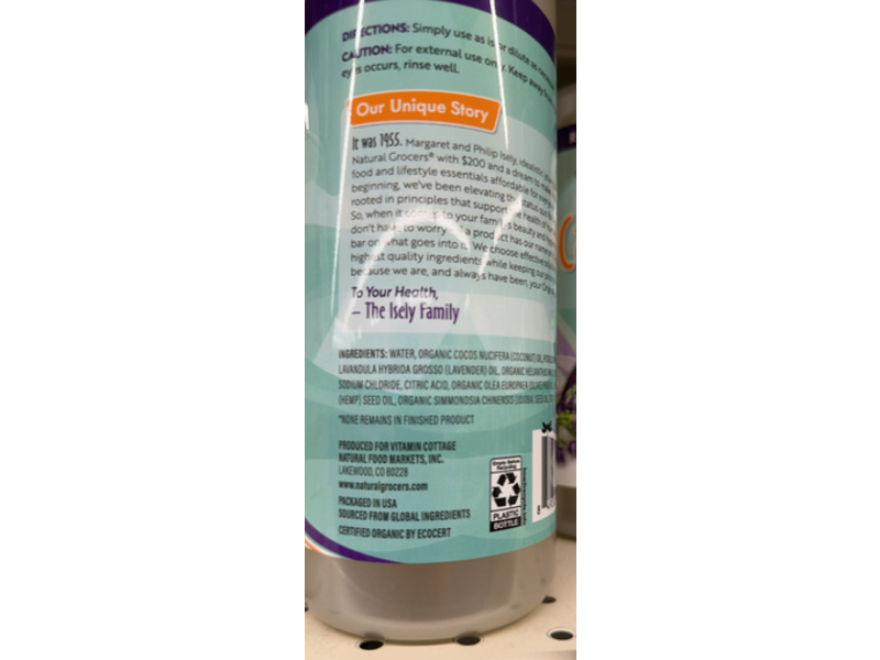 Natural Grocers Castile Soap, Lavender, 32 fl oz/946 mL