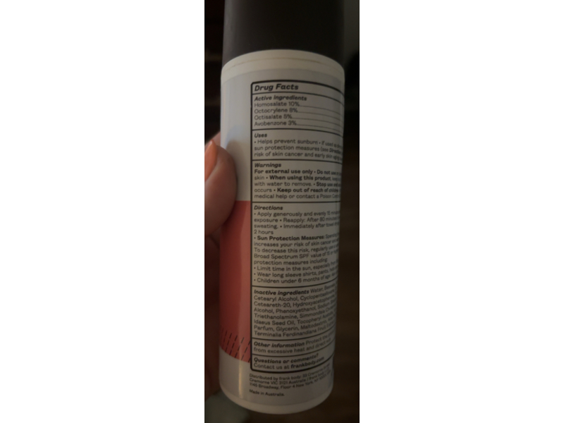 Frank Body Hydrating Body Sunscreen, SPF 50+, 4.73 fl oz/140 mL