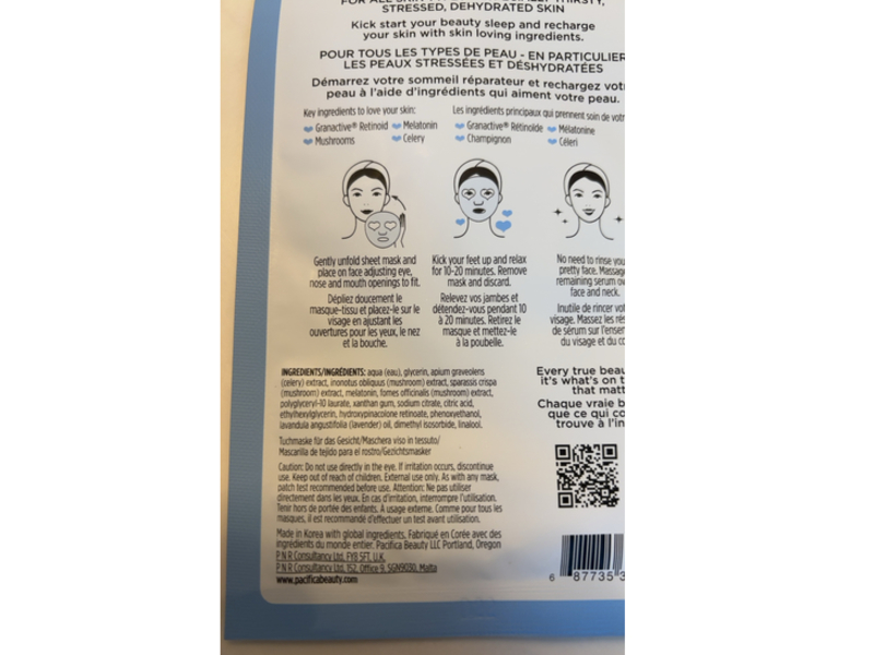 Pacifica Wake Up Beautiful Facial Mask, Mushrooms, Celery & Melatonin, 0.6 fl oz/18 mL, 1 Count