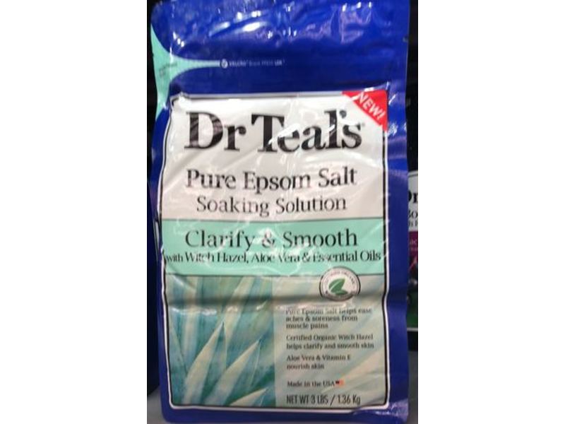 Dr Teal's Pure Epsom Salt Soaking Solution, Clarify & Smooth, 1.36 kg