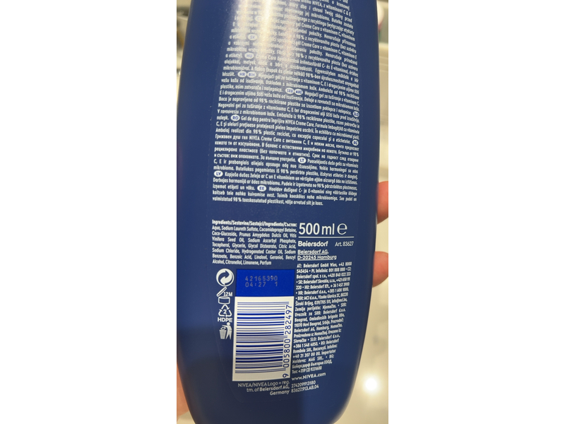 Nivea Creme Care Shower Gel, 500 mL