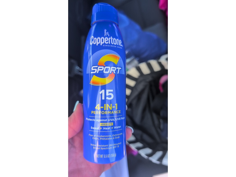 Coppertone Sport 4 In 1 Performance Sunscreen Spray, SPF 15, 5.5 oz/156 g