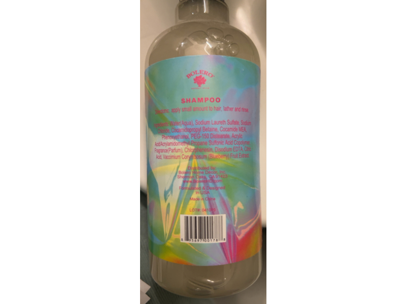 Bolero Beverly Hills Cleanse & Hydrates Shampoo, Blueberry Bliss, 16.9 fl oz/500 mL