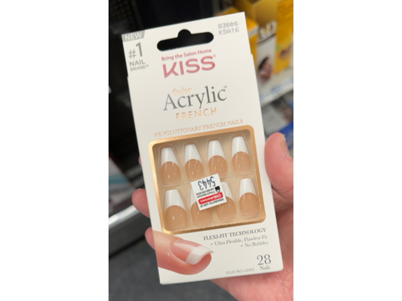 Kiss Salon Acrylic French Revolutionary Nail, Medium Length, Je T'aime, 0.07 oz/2 g, 28 Count