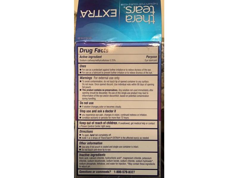 TheraTears Extra Dry Eye Therapy Lubricant Eye Drops, Preservative Free, 060 fl oz/18 mL, 30 Count