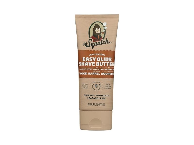 Dr Squatch Men's Easy Glide Shave Butter, Wood Barrel Bourbon, 6 fl oz/177 mL