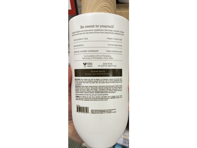 Raw Sugar The Mighty Curl Conditioner, Rosemary + Cider Vinegar, 16 fl oz/473 mL