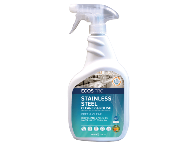 Ecos Pro Stainless Steel Cleaner & Polish , Free & Clear, 32 fl oz/946 mL, Pack Of 6