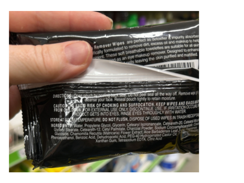 Clarisse Makeup Remover Towelettes, Charcoal, 30 Count