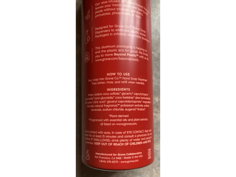 Grove Co Hydrating Hand Soap, Harvest Apple, 13 fl oz/384 mL