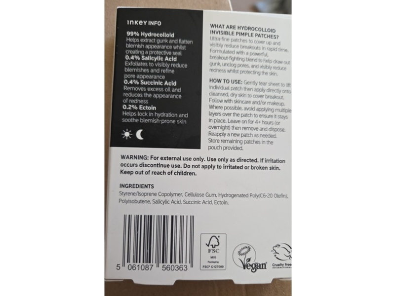 The Inkey Hydrocolloid Invisible Pimple Patches, 44 Count