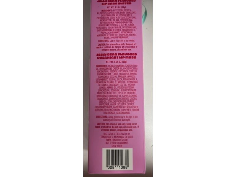 Trader Joe's Jelly Bean Flavored Lip Duo Lip Balm Butter + Overnight Lip Mask