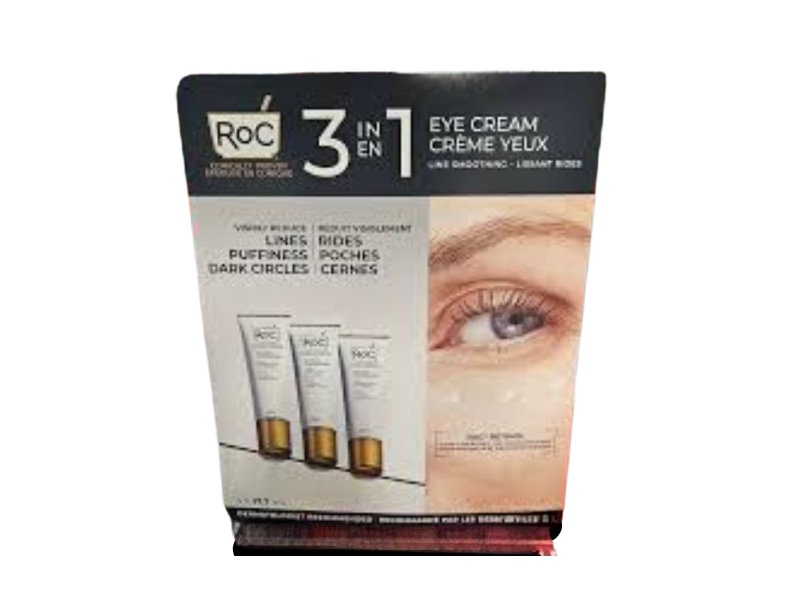 Roc 3-In-1 Eye Cream Lines Puffiness Dark Circles, 177 mL, Pack Of 3