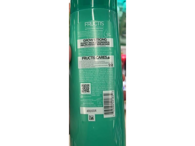 Garnier Fructis Grow Strong Fortifying Shampoo, Ceramide + Apple Extract, Paraben Free, 12.5 fl oz/370 mL