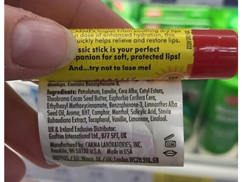 Carmex Classic Moisturising Lip Balm, SPF 15, 4.25 g