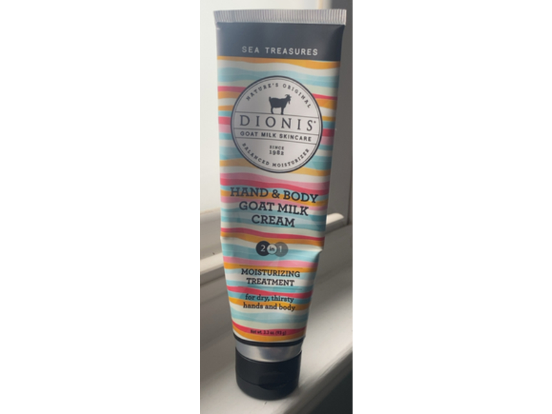 Dionis 2 In 1 Moisturizing Treatment Hand & Body Goat Milk Cream, Sea Treasures, 3.3 oz/93 g