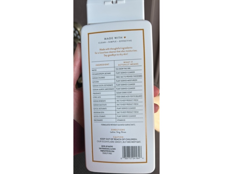 Native Nourishing Body Wash, Sugar Cookie, 18 fl oz/532 mL