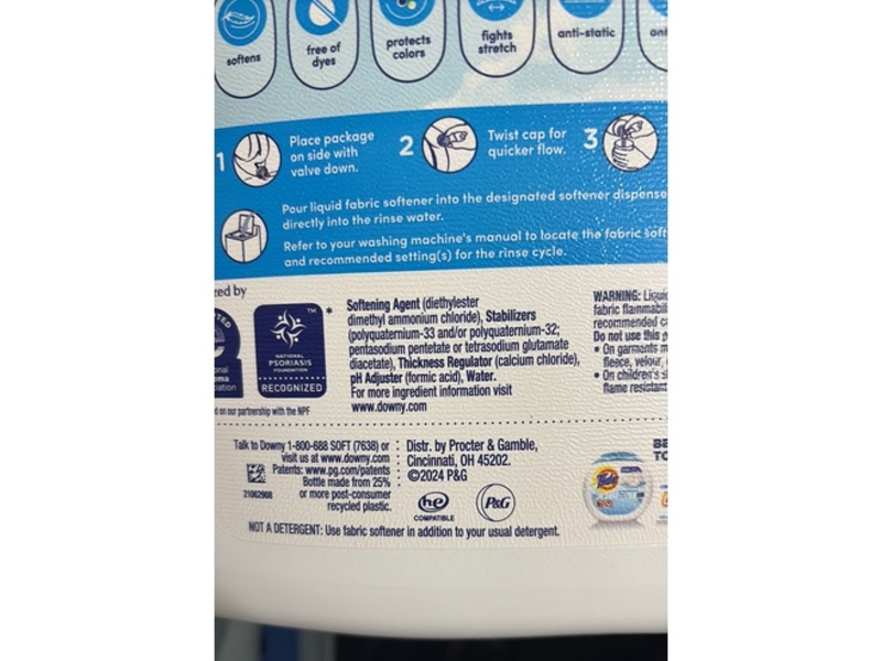 Downy Soft Fabric Softener, Free & Gentle, 257 Loads, 150 fl oz/4.45 L