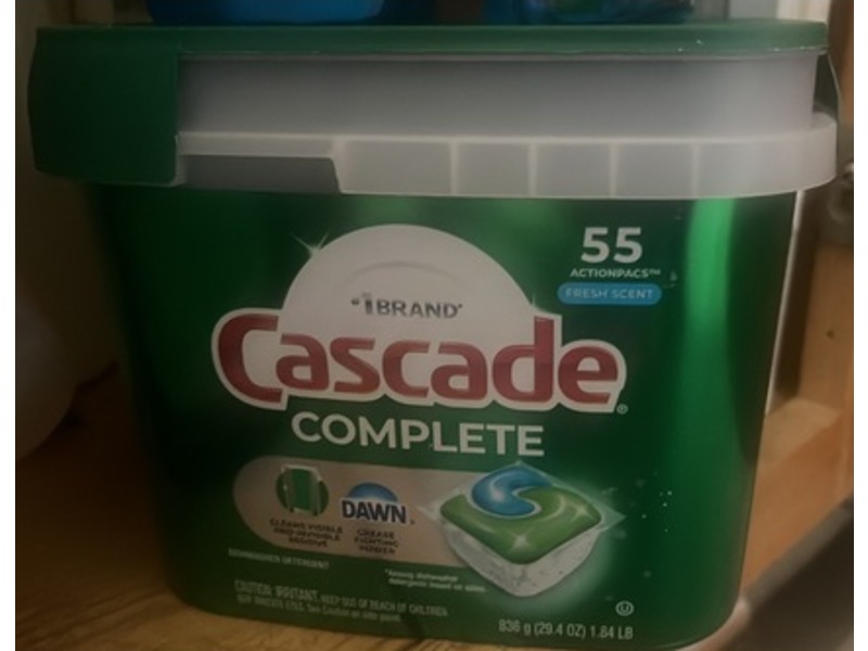 Cascade Complete ActionPacs Dishwasher Detergent, Fresh Scent, 55 Pacs, 29.4 oz/836 g
