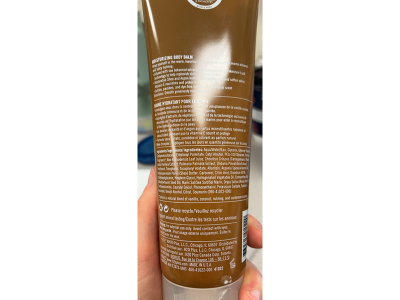 H2O+ Moisturizing Body Balm, Vanilla Almond, 8.5 fl oz/250 mL