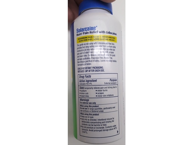 Solarcaine Burn Pain Relief Spray With Lidocaine, 4 oz/113 g