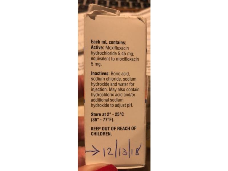 Moxifloxacin Ophthalmic Solution USP, 0.5%, 3 mL, Apotex Corp. (RX)
