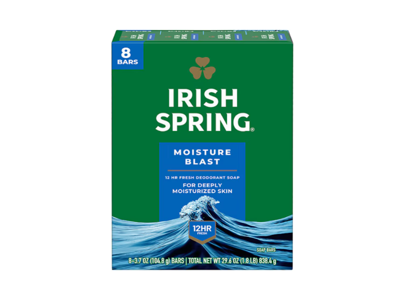 Irish Spring Moisture Blast Deep Moisturization Fresh Deodorant Soap, 3.7 oz/104.8 g