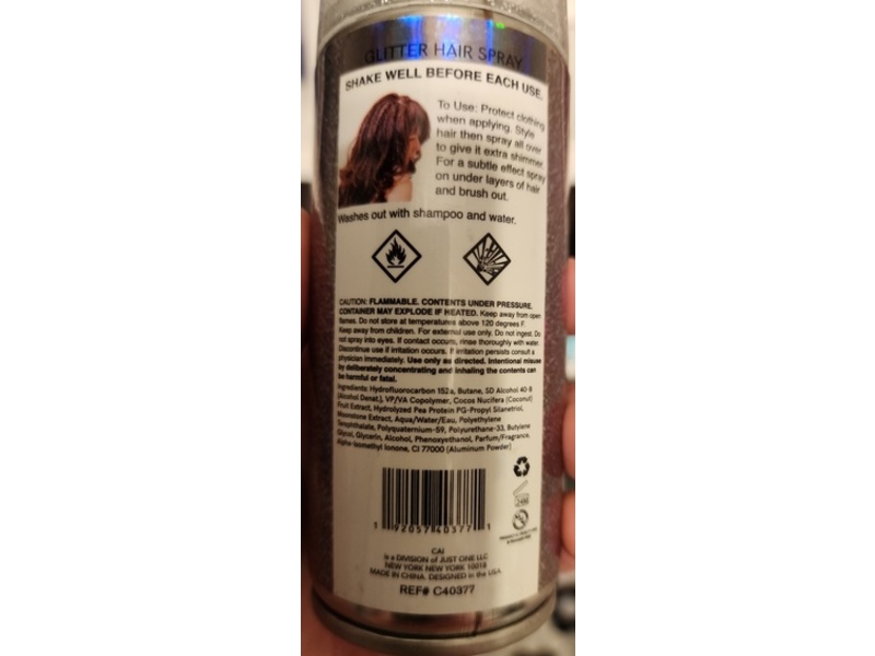 Cai Frightful Nights Glitter Hair Spray, Silver, 2 oz/59 mL