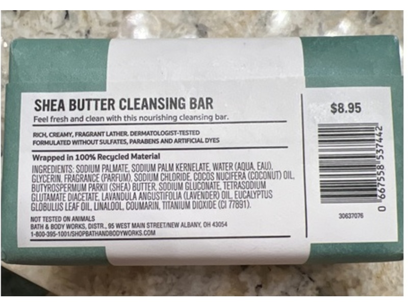 Bath & Body Works Breathe Deep Shea Butter Cleansing Bar, Eucalyptus & Lavender, 5 oz/141.75 g