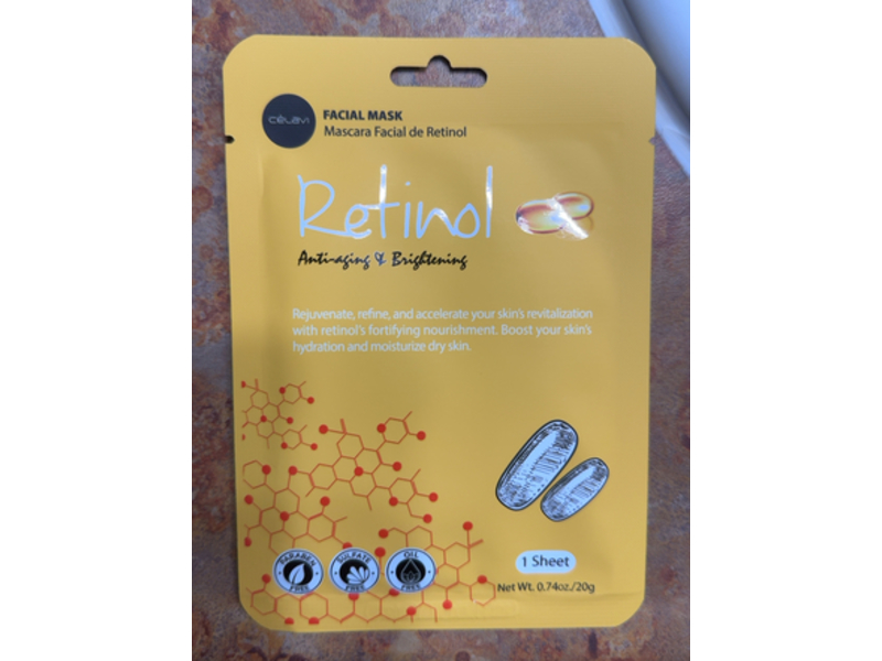 Celavi Facial Mask Retinol Face Mask, 0.74 oz/20 g