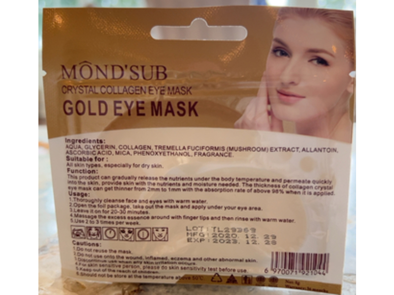 Mond'sub Crystal Collagen Gold Eye Mask, 8 g, Pack Of 15