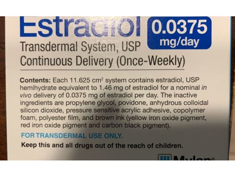 Estradiol Transdermal System USP, Continuous Delivery (Once-Weekly) 0.0375 mg/day, 4 Count, Mylan, Inc (RX)