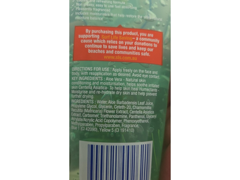 Surf Life Saving Aloe Vera After Sun Gel, 200 mL