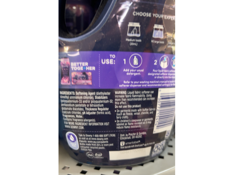 Downy Ultra Soft +Calm Fabric Softener, Lavender & Vanilla Bean, 66 Loads, 44 fl oz/132 L