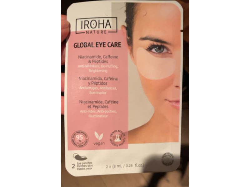 Iroha Nature Global Eye Care Patches, Niacinamide, caffeine & peptides, 0.28 fl oz/8 mL
