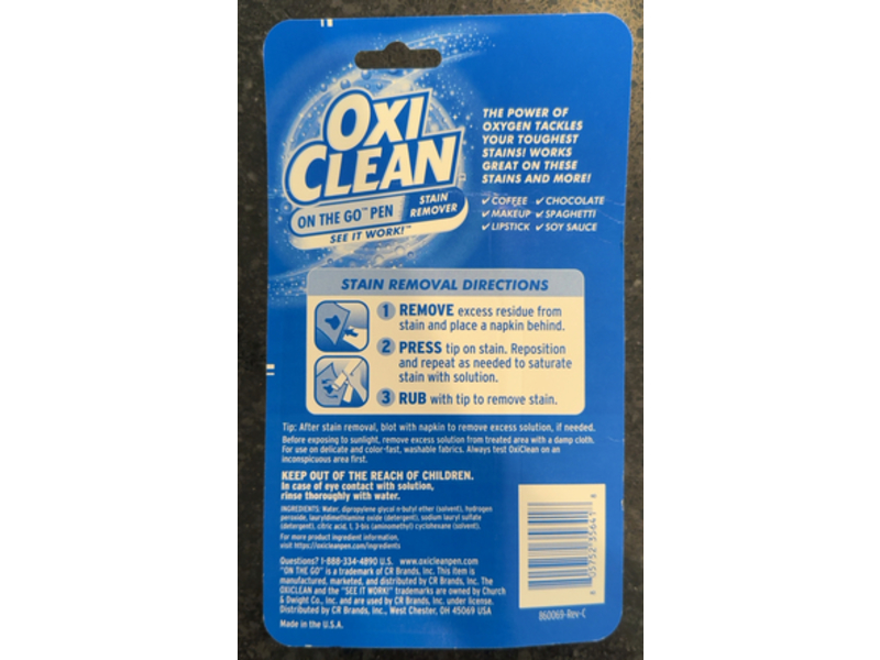 OxiClean On The Go Stain Remover Pen, 2.2 fl oz/66 mL, 3 Count