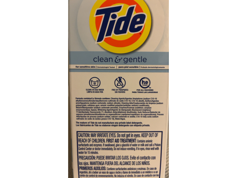 Tide Clean & Gentle Powder Laundry Detergent, 68 Loads, 77 oz/2.2 kg.