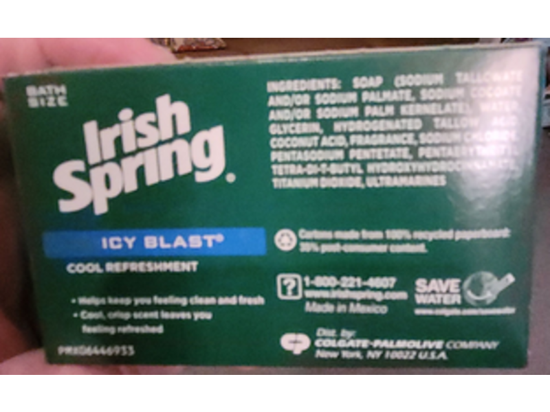 Irish Spring Deodorant Soap, Icy Blast, 3.7 oz/104.8 g, Pack Of 24