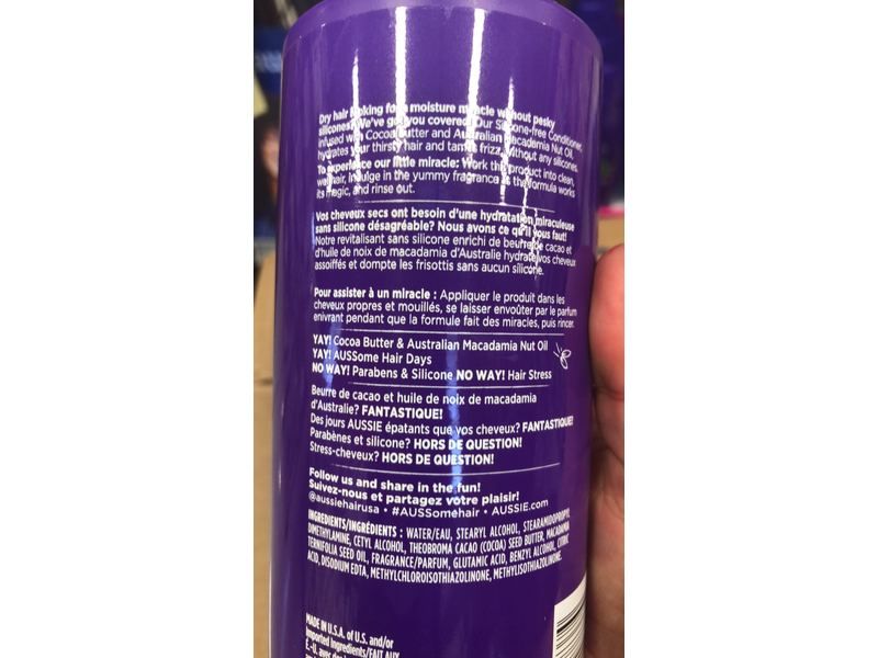 Aussie Miracle Coils Silicone Free Conditioner, Cocoa Butter & Australian Macadamia Nut Oil, 16 fl oz/473 mL, Pack Of 2