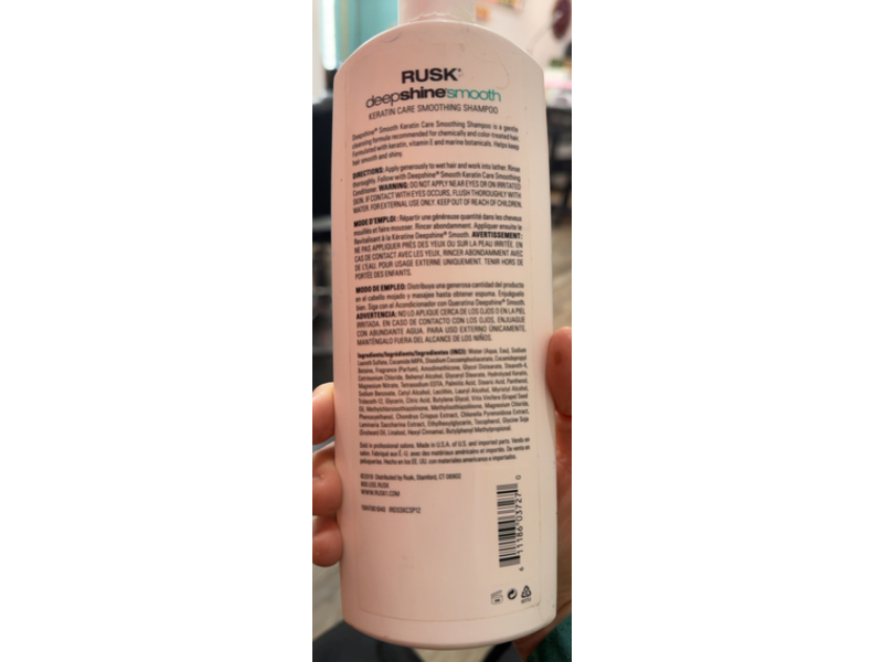Rusk Deepshine Smooth Keratin Care Smoothing Shampoo, 12 fl oz/355 mL