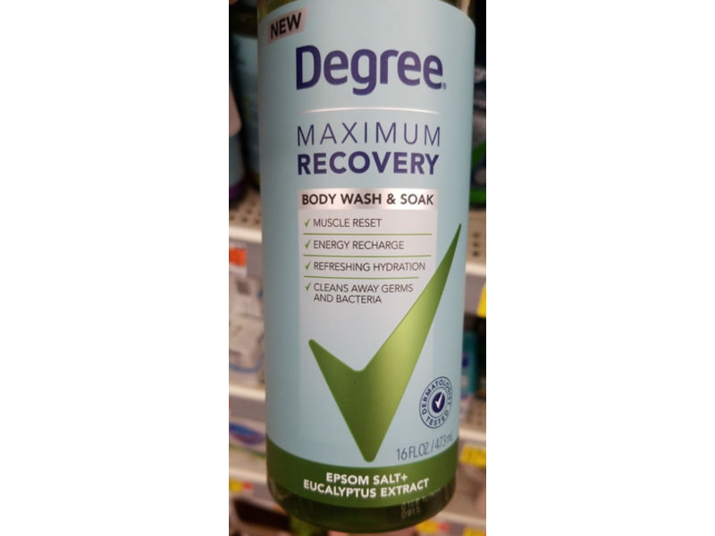 Degree Maximum Recovery Body Wash & Soak, Epsom Salt+ Eucalyptus Extract, 16 fl oz/473 mL