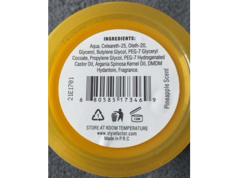 Style Factor Edge Booster Strong Hold Water Based Pomade, Pineapple Scent, 3.38 oz