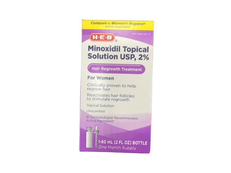 H-E-B Minoxidil Topical Solution Hair Regrowth Treatment, 2 fl oz/60 mL