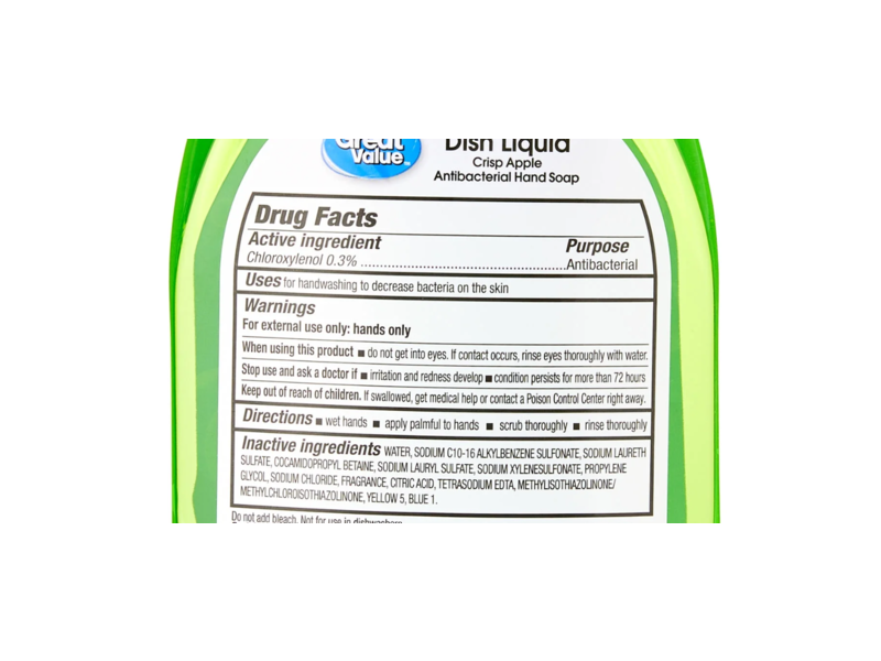 Great Value Ultra Dish Liquid, Crisp Apple, 28 oz/828 mL