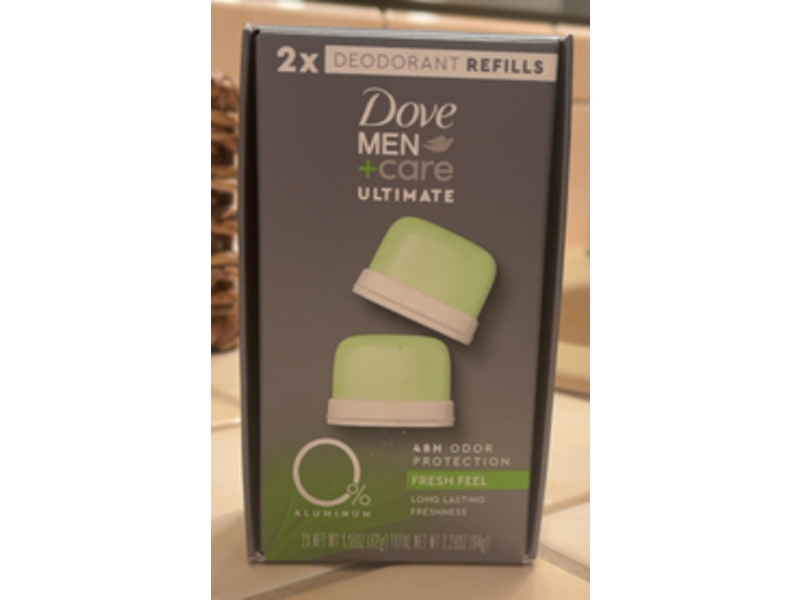 Dove Men+Care Ultimate 0% Aluminum Deodorant Refill, Fresh Feel, 1.13 oz/84 g